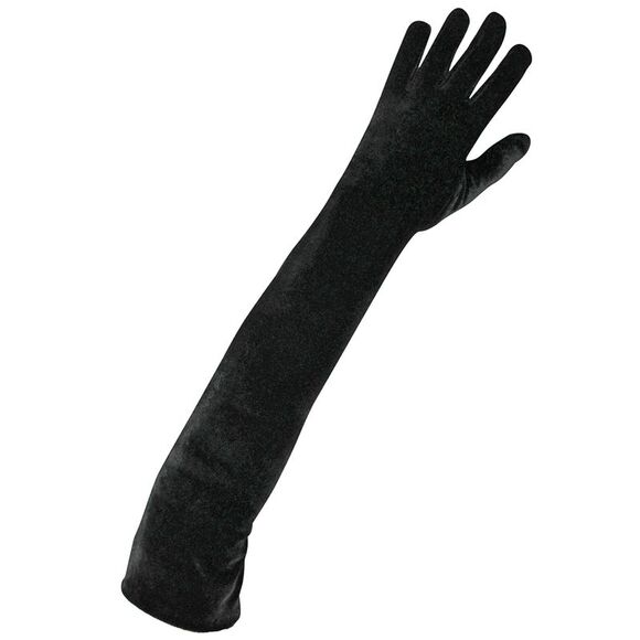 Velvet Black Long 3/4 Opera Arm Length Evening Gloves - Picture 2 of 8